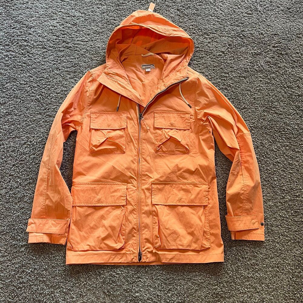 Wallace & Barnes J. Crew Hooded Combat Jacket Orange Full Zip Mens XS